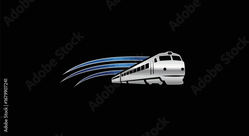 High Speed Silver Train in Motion Modern Railway Transportation.