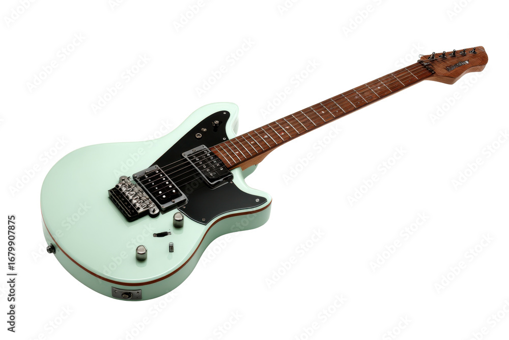 Fototapeta premium Mint Hardtail Electric Guitar on Transparent Background