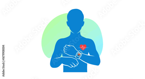 Person checking heart rate on smartwatch health monitoring technology.