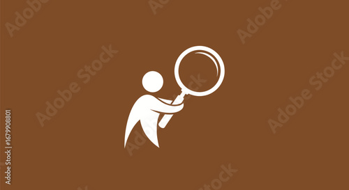 Figure with Magnifying Glass: Exploring and Discovering.