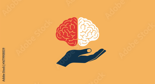 Brain in Hand: Mental Health Support Illustration.