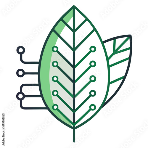 Leaf Circuit Green Tech Minimal Vector

