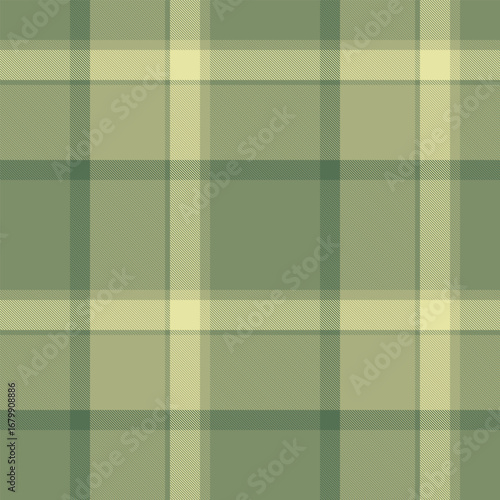 Green plaid pattern in varying shades. Classic design for textile, fashion, or backgrounds. Creates a sense of comfort, tradition, and nature.