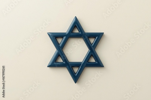 Blue Star of David on beige background