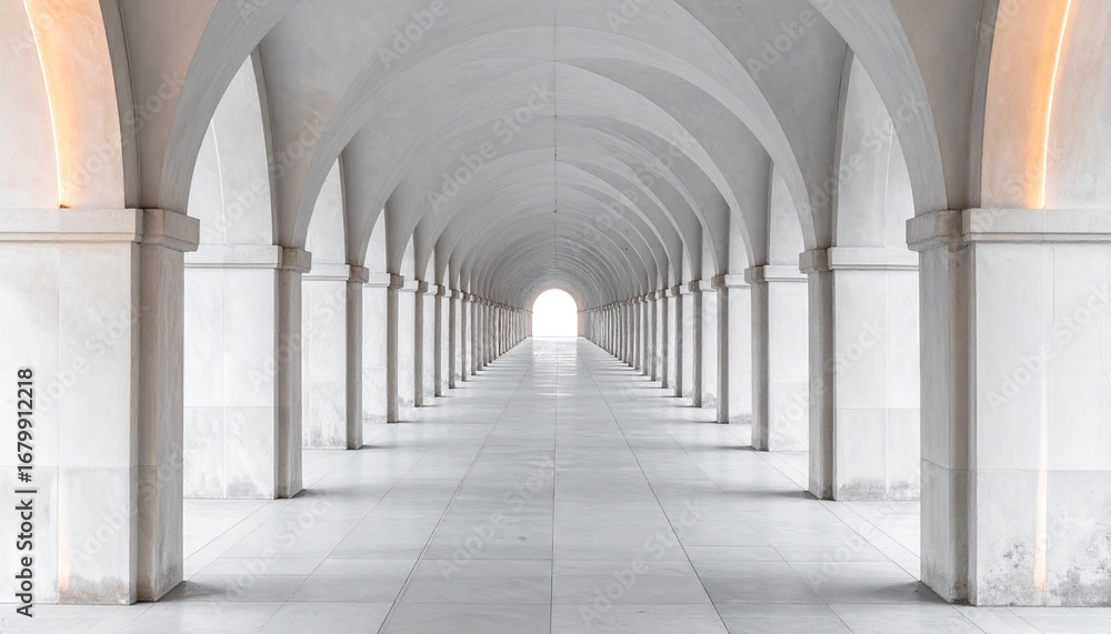 Obraz premium Serene Minimalist Archway Hallway with Rim Lighting