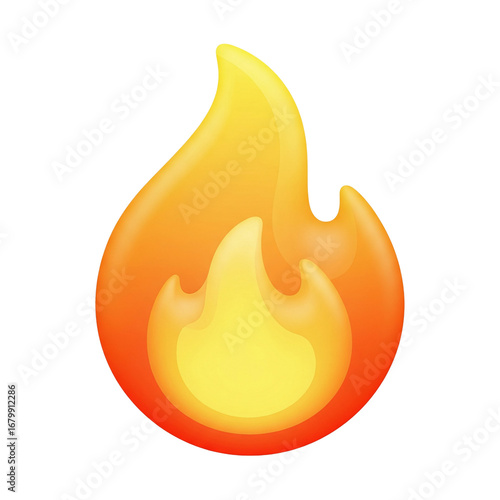 Glossy fire flame emoji 3d icon