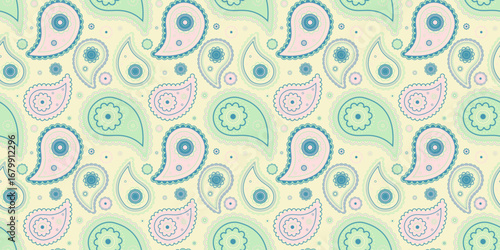 Exotic repeat fabric design. Paisley oriental of herb pattern. Springtime intricate and persian eternity.