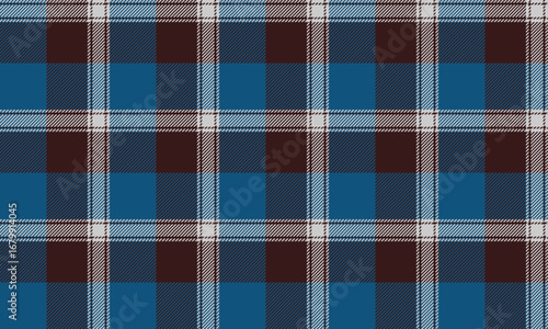 Seamless plaid fabric in blue, brown, and white for designing clothes, skirts, pants, shirts, and textiles. Add a simple yet charming touch to any fashion look.