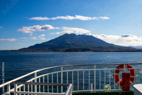 Sakurajima in Kagoshima Prefecture seen from a boat