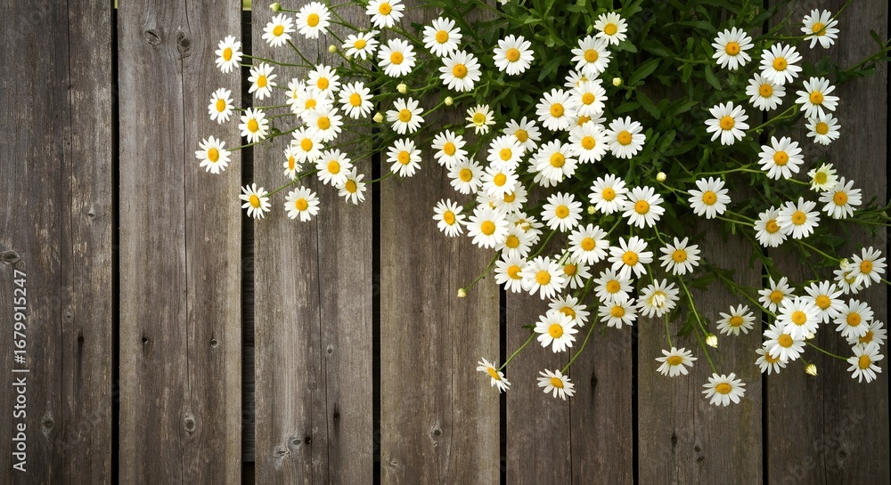 Obraz premium Daisies on a wooden fence