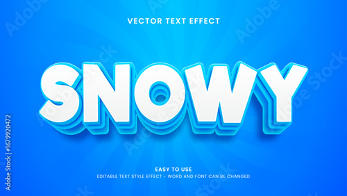 editable text effect snowy 3d style premium vector 