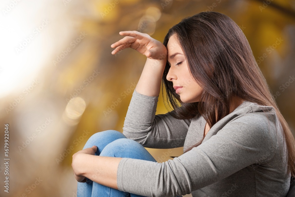 Fototapeta premium Upset crying woman has problems.