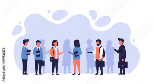 Diverse group of business professionals representing teamwork, recruitment, and corporate collaboration. Ideal for HR, business, and career concepts.
