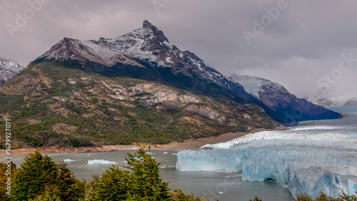 an autumn morning view of the southern section of perito moreno glacier and cerro moreno peak in los glaciares national park of argentina