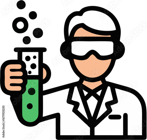 Scientist working in laboratory experiment vector illustration