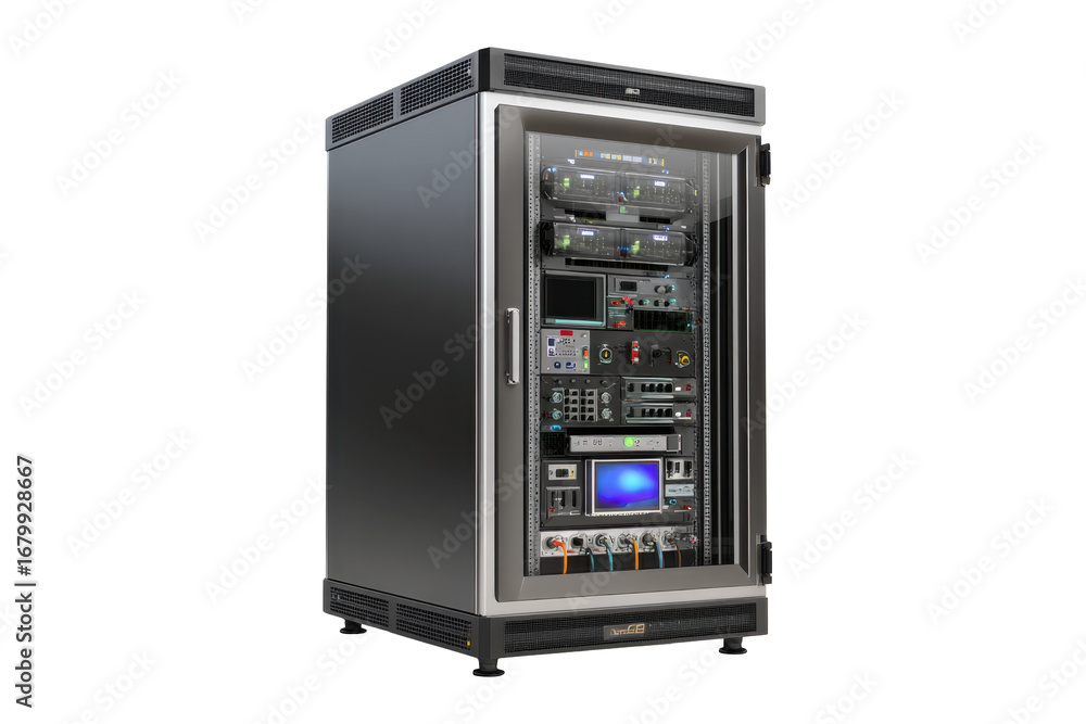 Fototapeta premium Industrial Rack Server Cabinet with Industrial PC