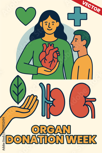 Organ Donation Week: Creative Awareness Poster for Organ Donation Week Featuring Graphic Art and Slogan Promoting Life Saving Transplants
