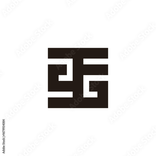 letter tsg abstract stripes square lines logo vector