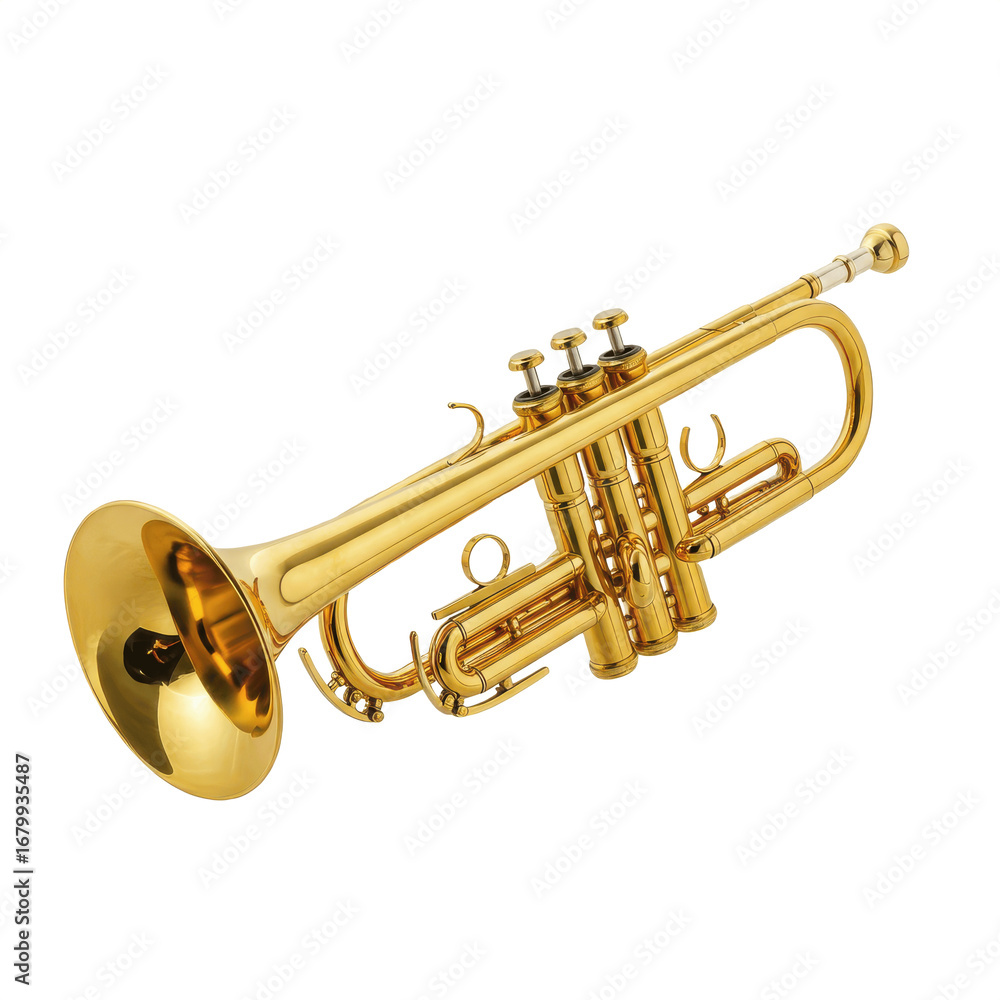 Obraz premium Golden Trumpet Isolated on White Background (PNG)