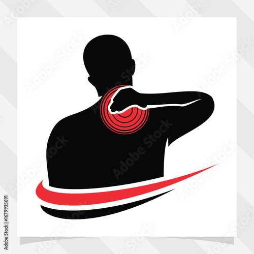 person feeling pain in neck vector illustration