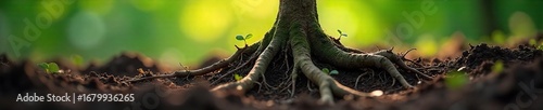 Close-up of intertwined roots growing from a single source, symbolizing the interconnectedness and growth of love over time, reflecting the process of evolution ,  pattern,  closeup,  heritage