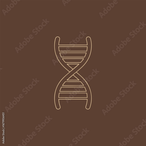 Minimalist DNA double helix illustration on a brown background, symbolizing genetic research and biotechnology concepts