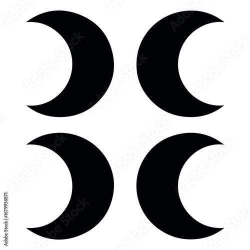 Four crescent moons graphic design vector illustration for astrology and night sky themed projects design element
