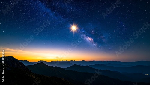 Wallpaper Mural Milky Way over mountains at dawn Torontodigital.ca