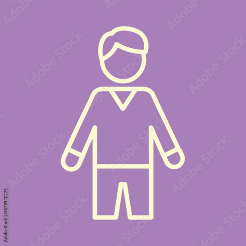 Simple line drawing of a person standing against a purple background, representing individuality and minimalism in design