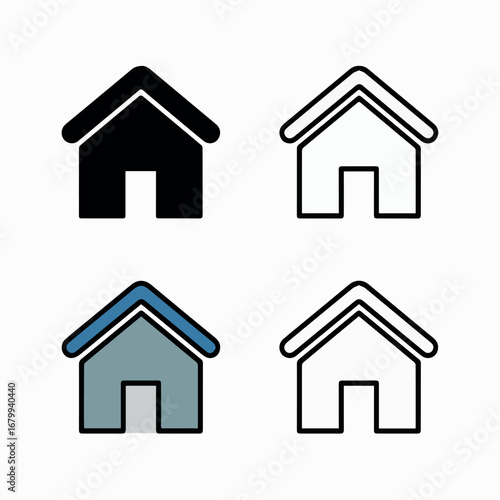 Home icons set for web design and mobile apps in black and blue color for ui design and development