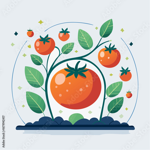 Growing Tomatoes Illustration