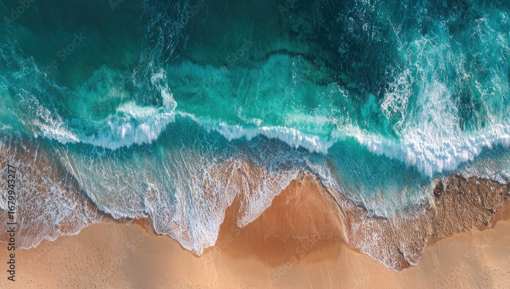 Obraz premium High-angle view of a beach with waves