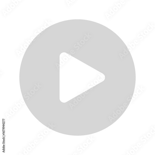 Play icon on white background. Video or audio player element. Push, click, start or sound record button for movie screen or mp3 player multimedia app interface. Vector graphic illustration.