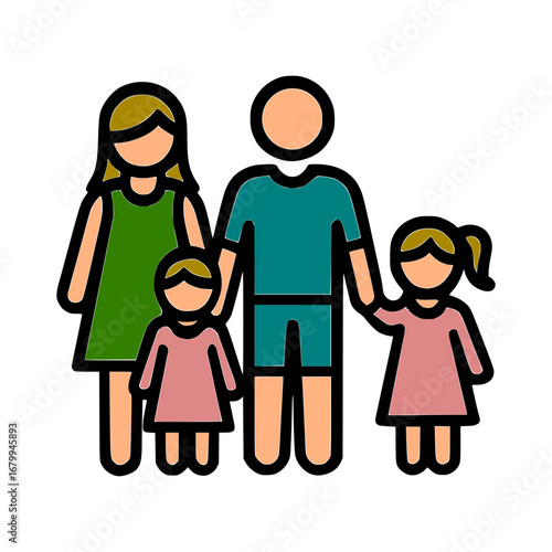 Happy family together, parents and two children