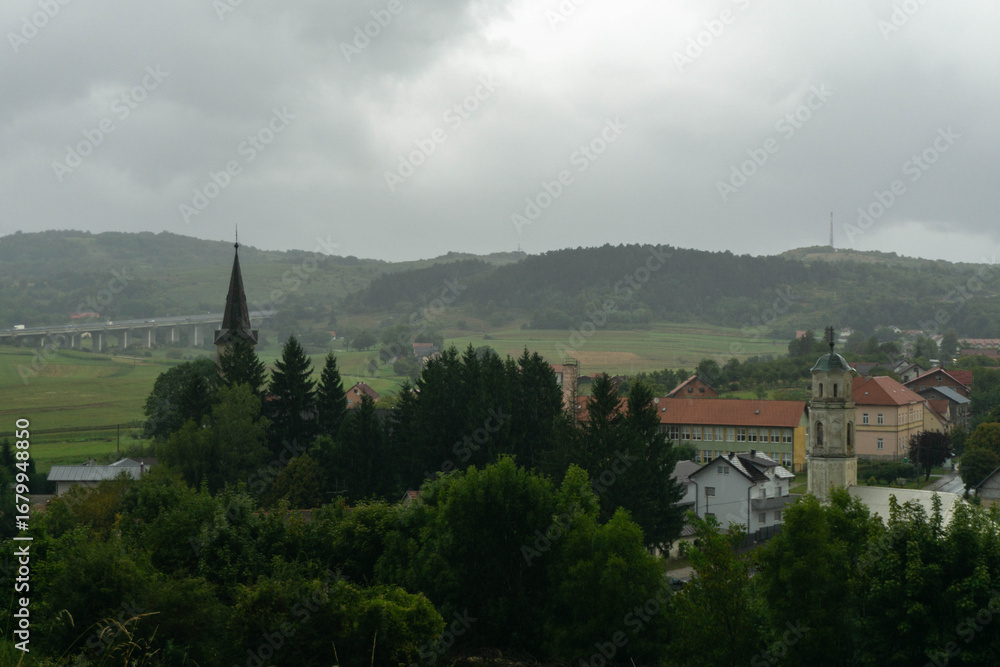 Fototapeta premium View of Brinje, Croatia from the Castle hill