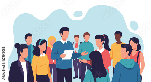 Team of diverse individuals in a professional meeting, listening to a presenter. Concepts of business, communication, training, and teamwork.