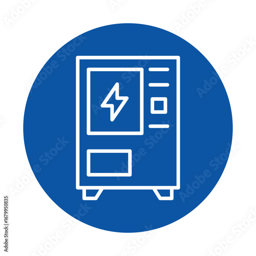 Modern Vending Machine Icon on Blue Background for Commercial Use
