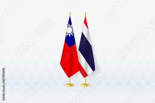 Taiwan and Thailand Flags Side by Side, Symbol of International Partnership.