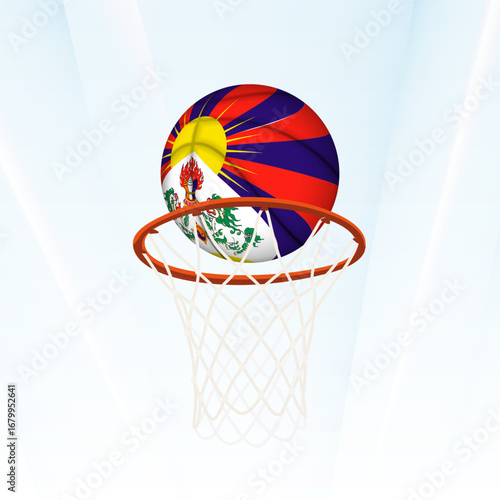 Tibet Flag Basketball Scoring Through Hoop.