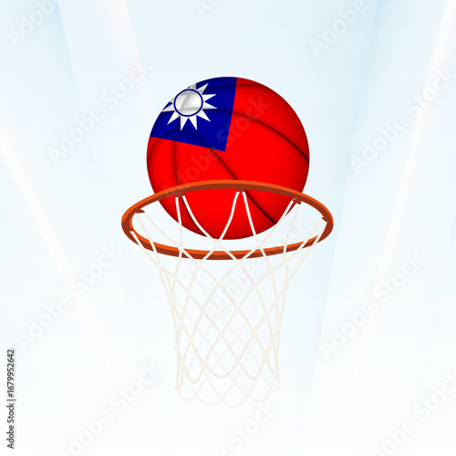 Taiwan Flag Basketball Scoring Through Hoop.