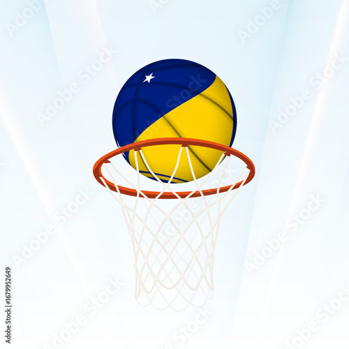 Tokelau Flag Basketball Scoring Through Hoop.