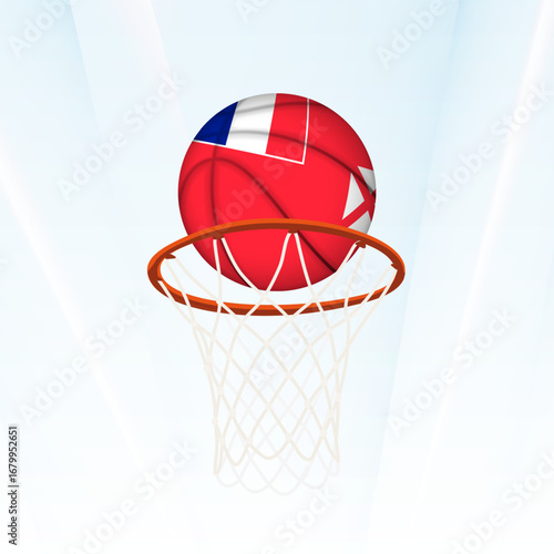 Wallis and Futuna Flag Basketball Scoring Through Hoop.