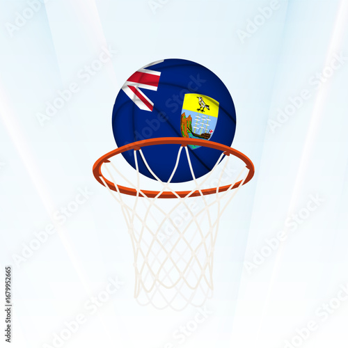 Saint Helena Flag Basketball Scoring Through Hoop.