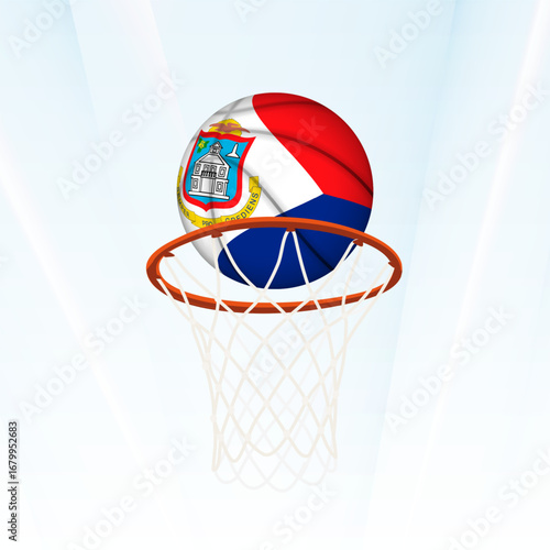 Sint Maarten Flag Basketball Scoring Through Hoop.