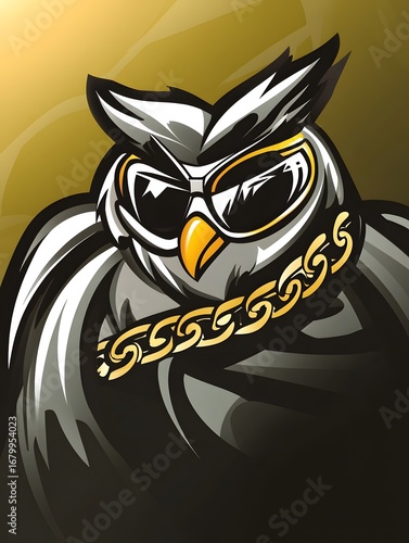 Stylish Owl Vector Mascot: Trendy Sports Emblem with Cool Glasses in Urban Modern Design