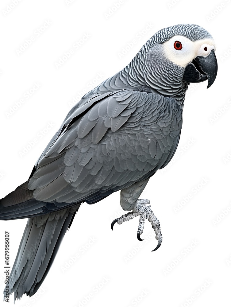 Obraz premium Gray Parrot Close-Up: Intelligent Avian Beauty with Colorful Feathers and Playful Behavior