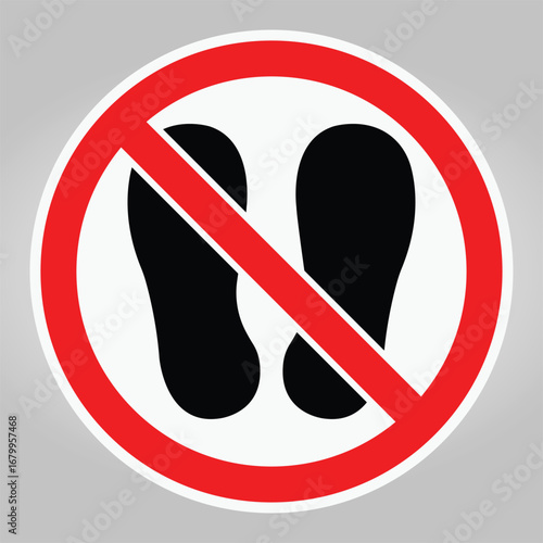No Footprints Sign to Indicate Restricted Area for Visitors