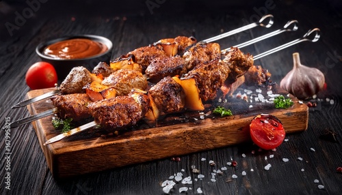shish kebab on skewers