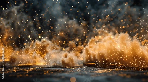 Wallpaper Mural Golden particles swirl in the air creating a mesmerizing display during a nighttime event Torontodigital.ca