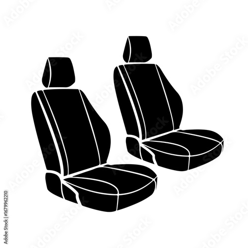 Two black car seats, showing their design and structure against a white background.